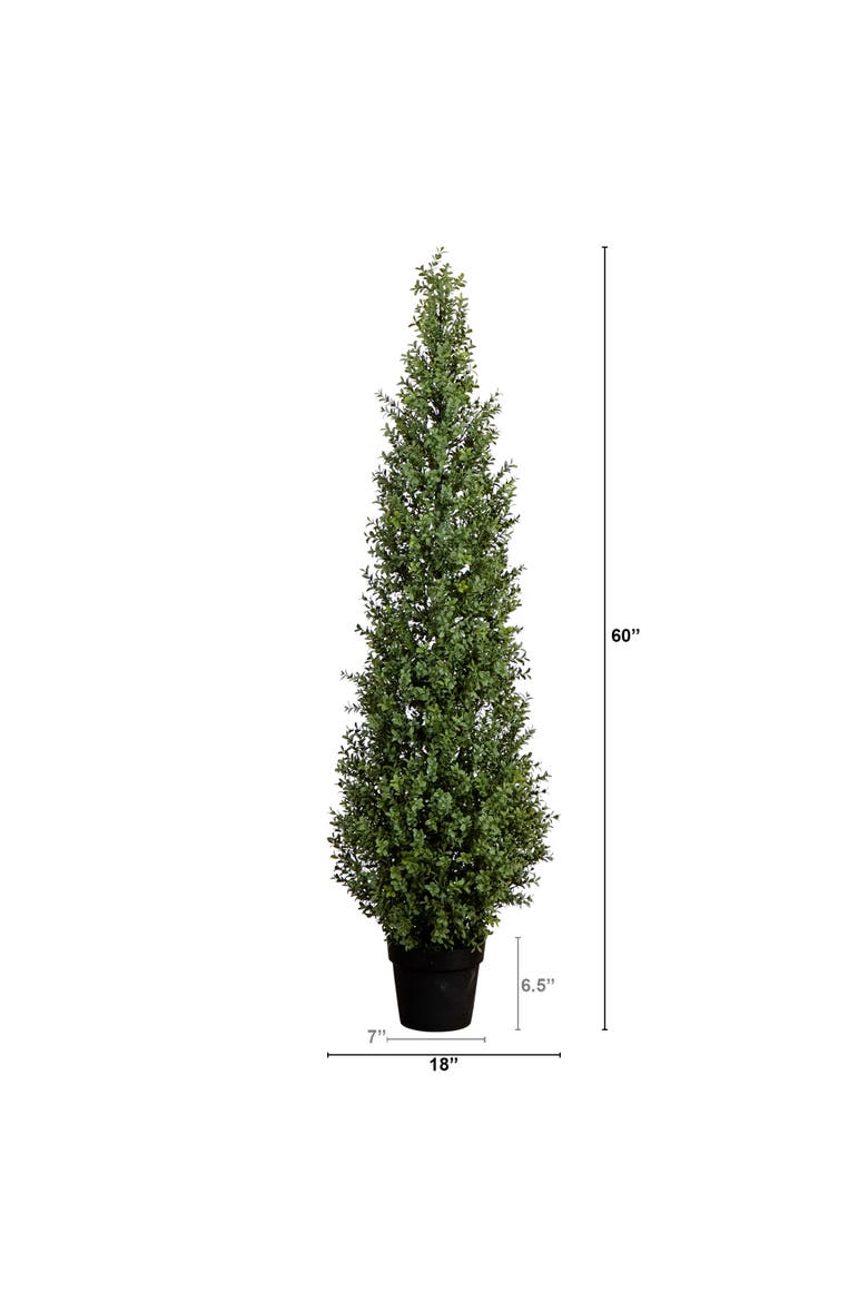 5-ft UV Resistant Artificial Boxwood Topiary Tree, Alternate, color, Green