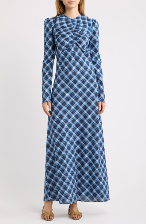 Begonia Plaid Organic Cotton Maxi Dress