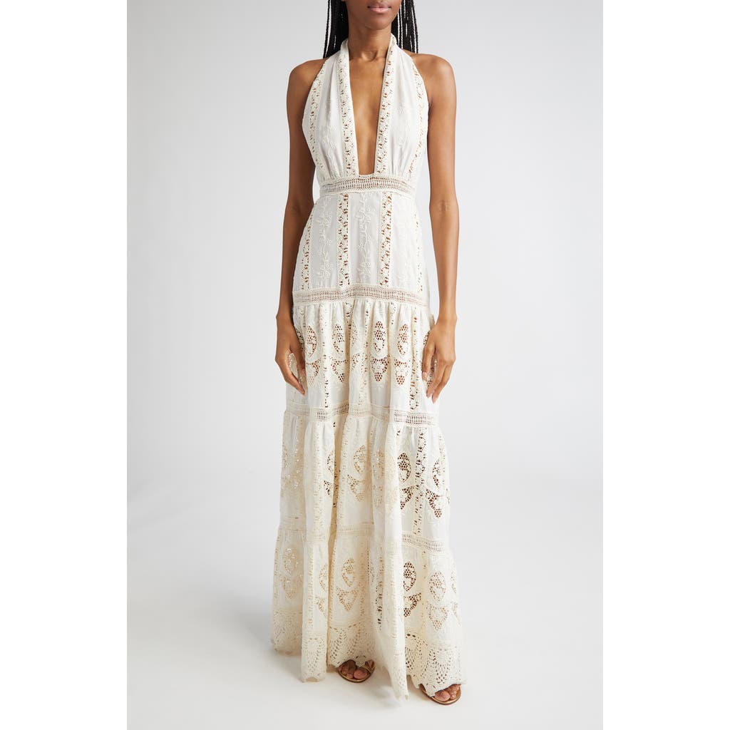 Johanna Ortiz Luz Embroidered Halter Maxi Dress in Ecru  product