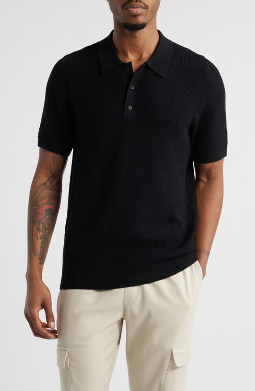 Open Edit Texture Polo Sweater In Black
