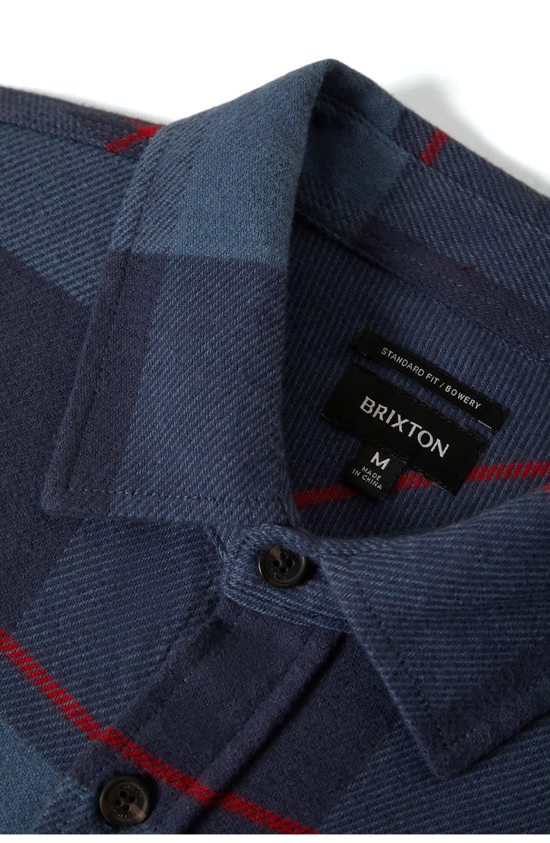 Brixton Bowery Plaid Flannel Button-Up Shirt, Alternate, color, Bering Sea/Indigo/Adrenal