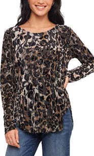 Karen Kane Velvet Burnout Leopard Shirttail Top