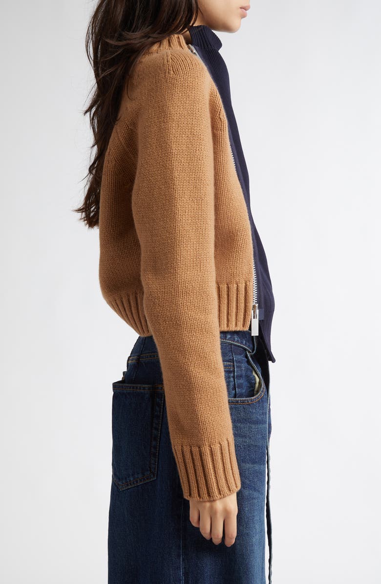 Sacai Two-Tone Asymmetric Zip Sweater, Alternate, color, 