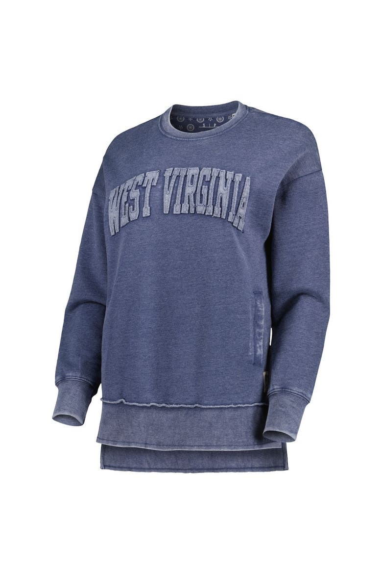 Women's Pressbox Navy West Virginia Mountaineers Marniville Vintage Wash Pullover Sweatshirt, Alternate, color, Navy