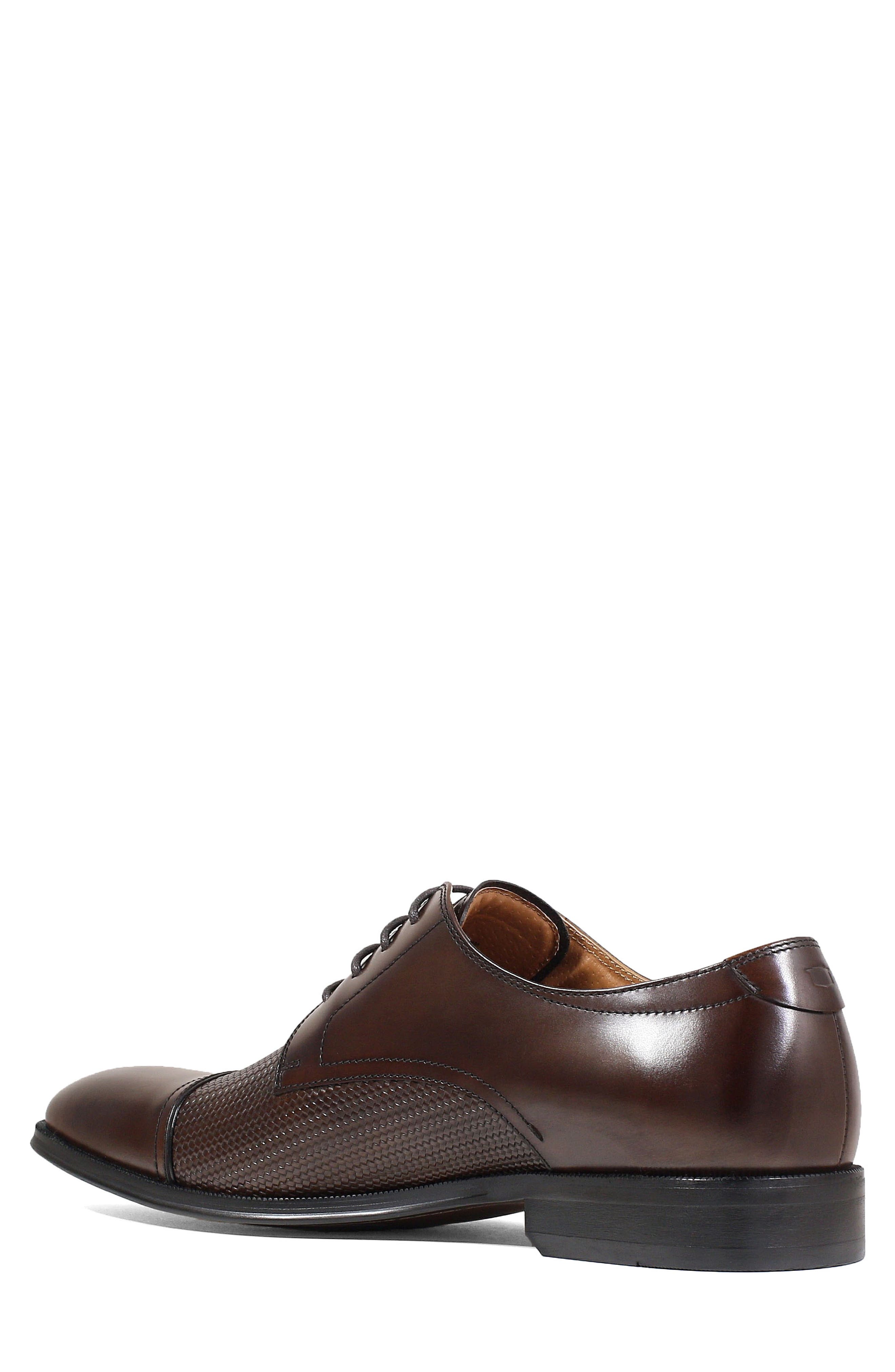Belfast Embossed Cap Toe Derby, Alternate, color, BROWN LEATHER