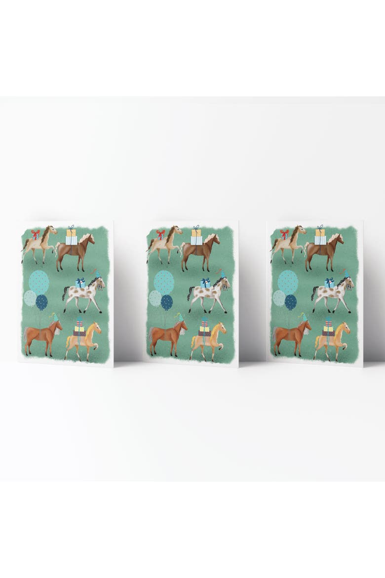 Happy Birthday Greeting Card Pack (3ct) "Horse Party", Main, color, Multi-Pack