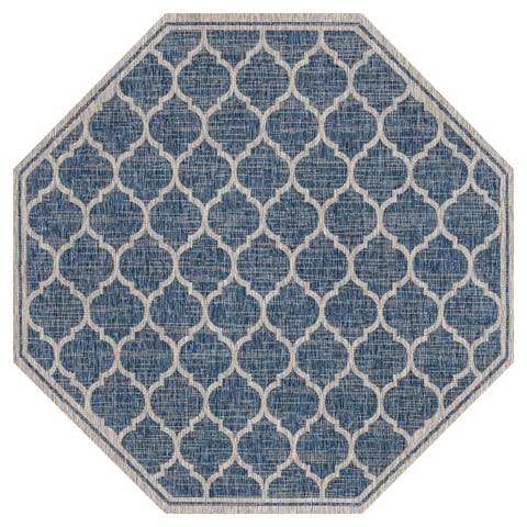 Trebol Moroccan Trellis Textured Weave Octagon Indoor/Outdoor Area Rug