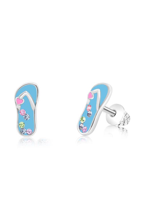 Shop Chanteur Kids' Flip Flop Stud Earrings In Blue