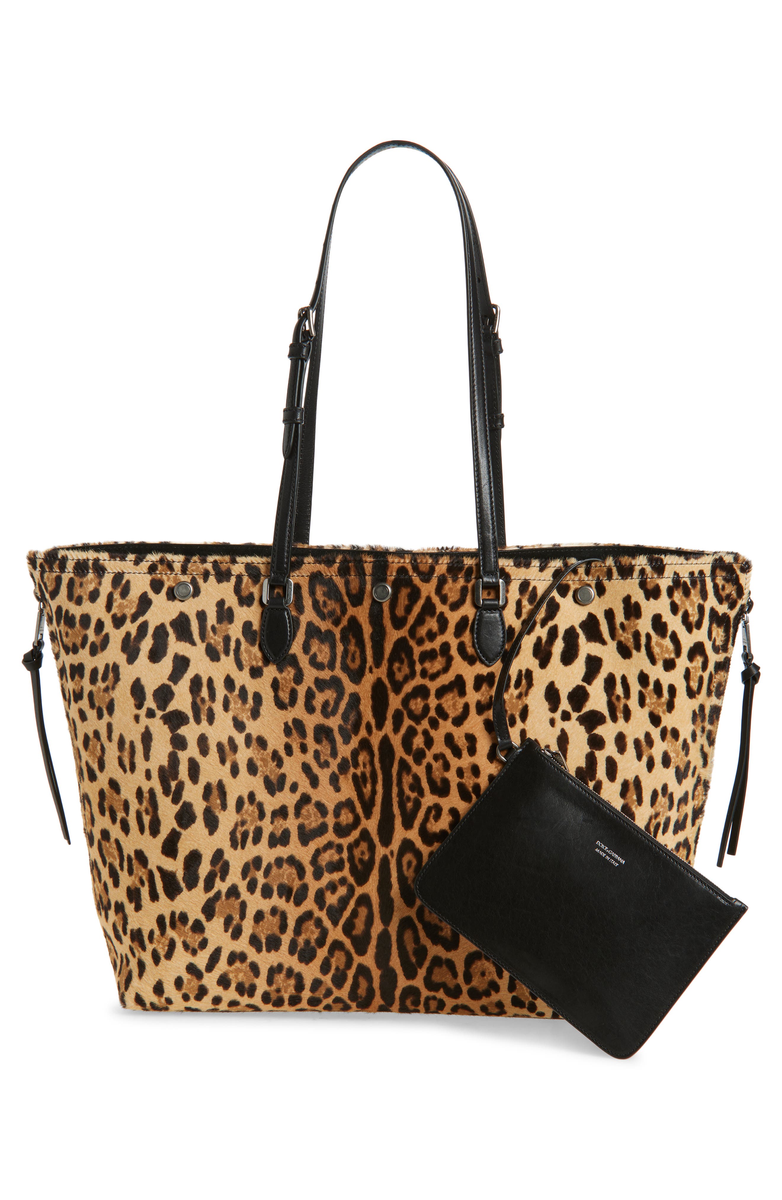 Dolce&Gabbana Shopping Leopard Print Genuine Calf Hair Tote, Alternate, color, Leopard