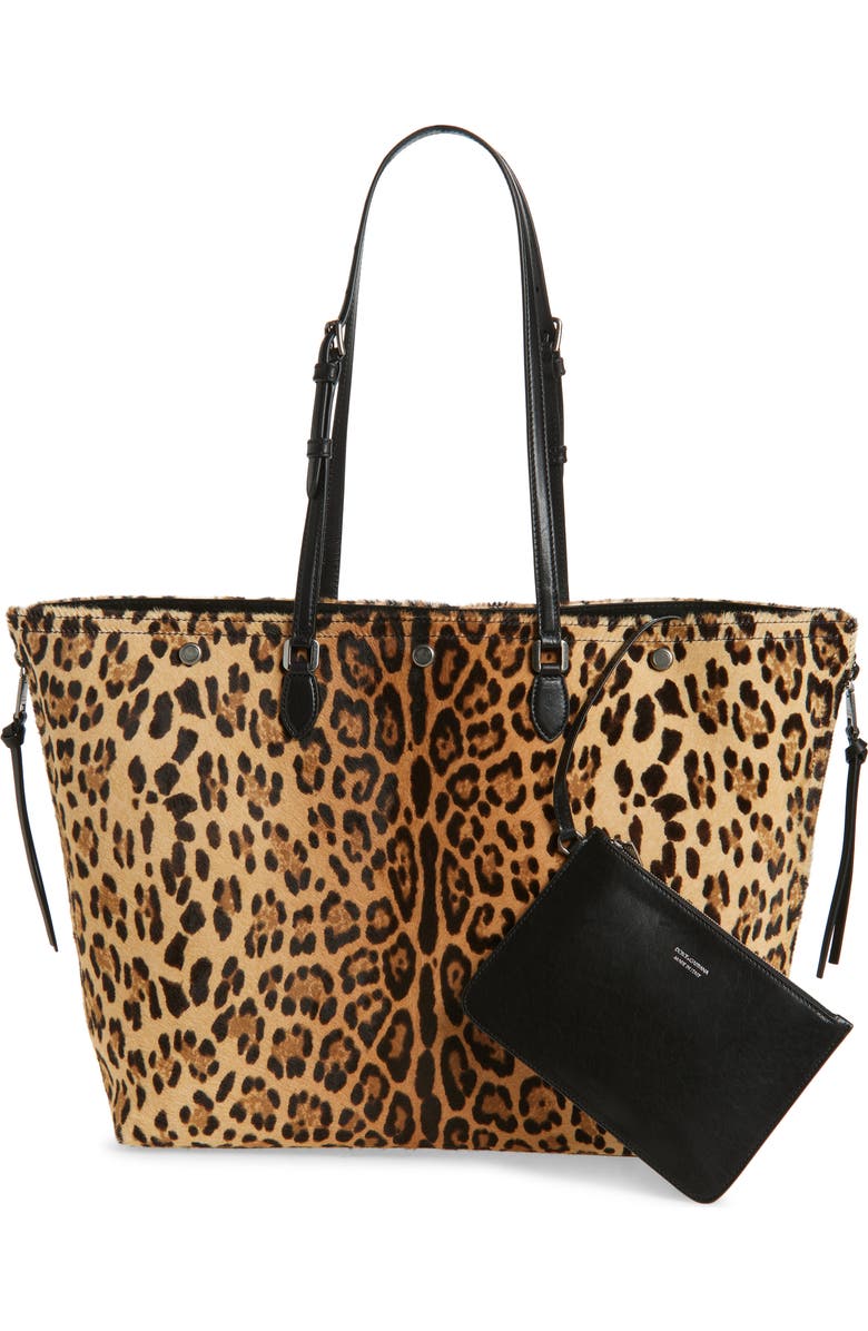 Dolce&Gabbana Shopping Leopard Print Genuine Calf Hair Tote, Alternate, color, Leopard
