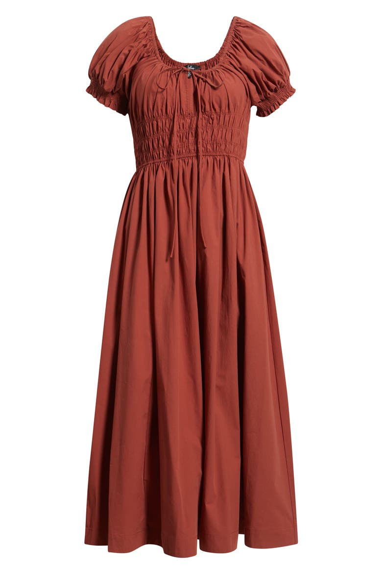 Phillipa Cap Poplin Midi Dress, Alternate, color, TERRACOTTA