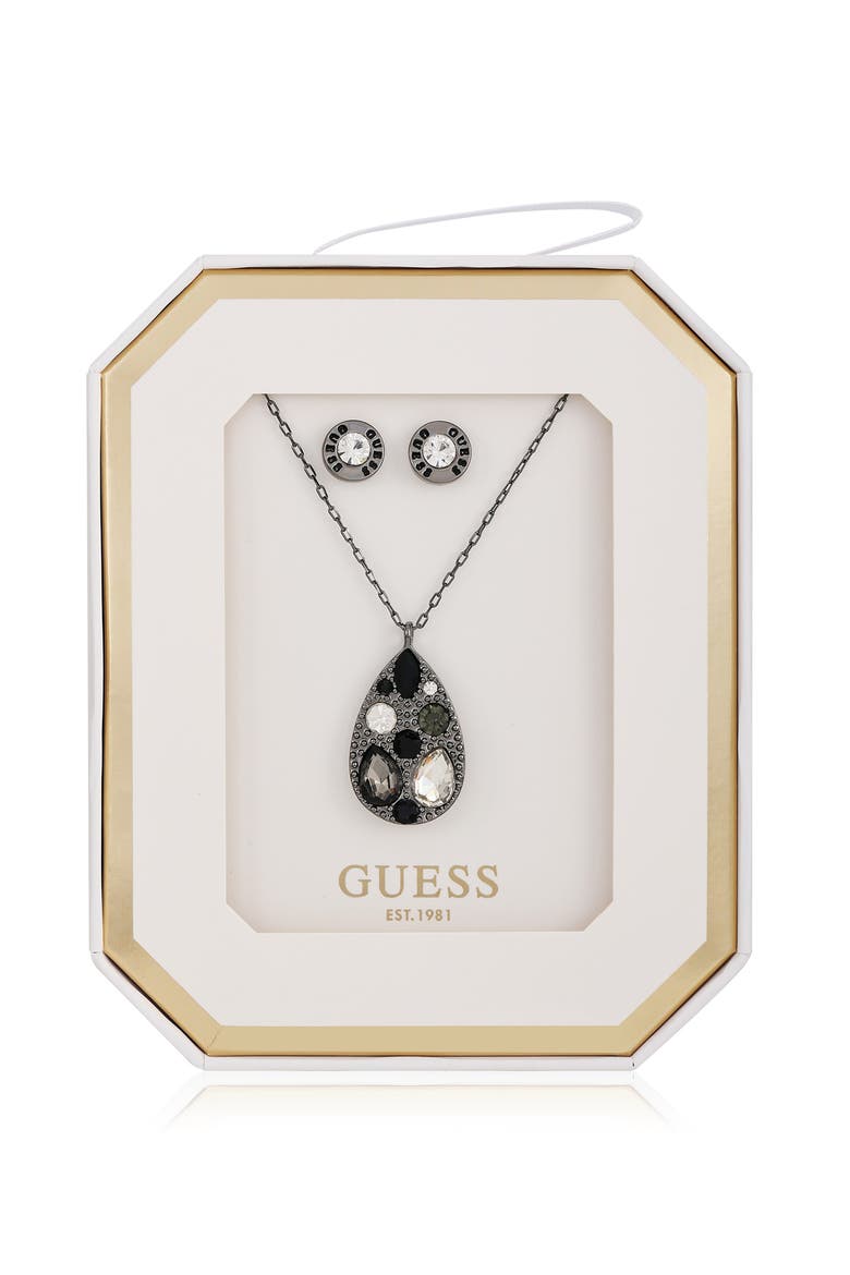 Pendant Necklace & Stud Earrings Set, Main, color, SILVER