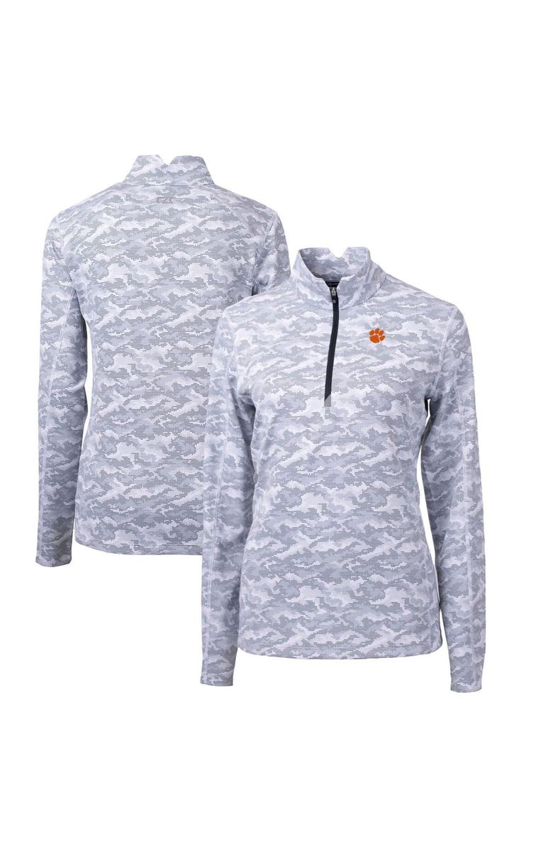 Cutter & Buck Women's Cutter & Buck Charcoal Clemson Tigers Traverse Camo Quarter-Zip Pullover Top, Main, color, 