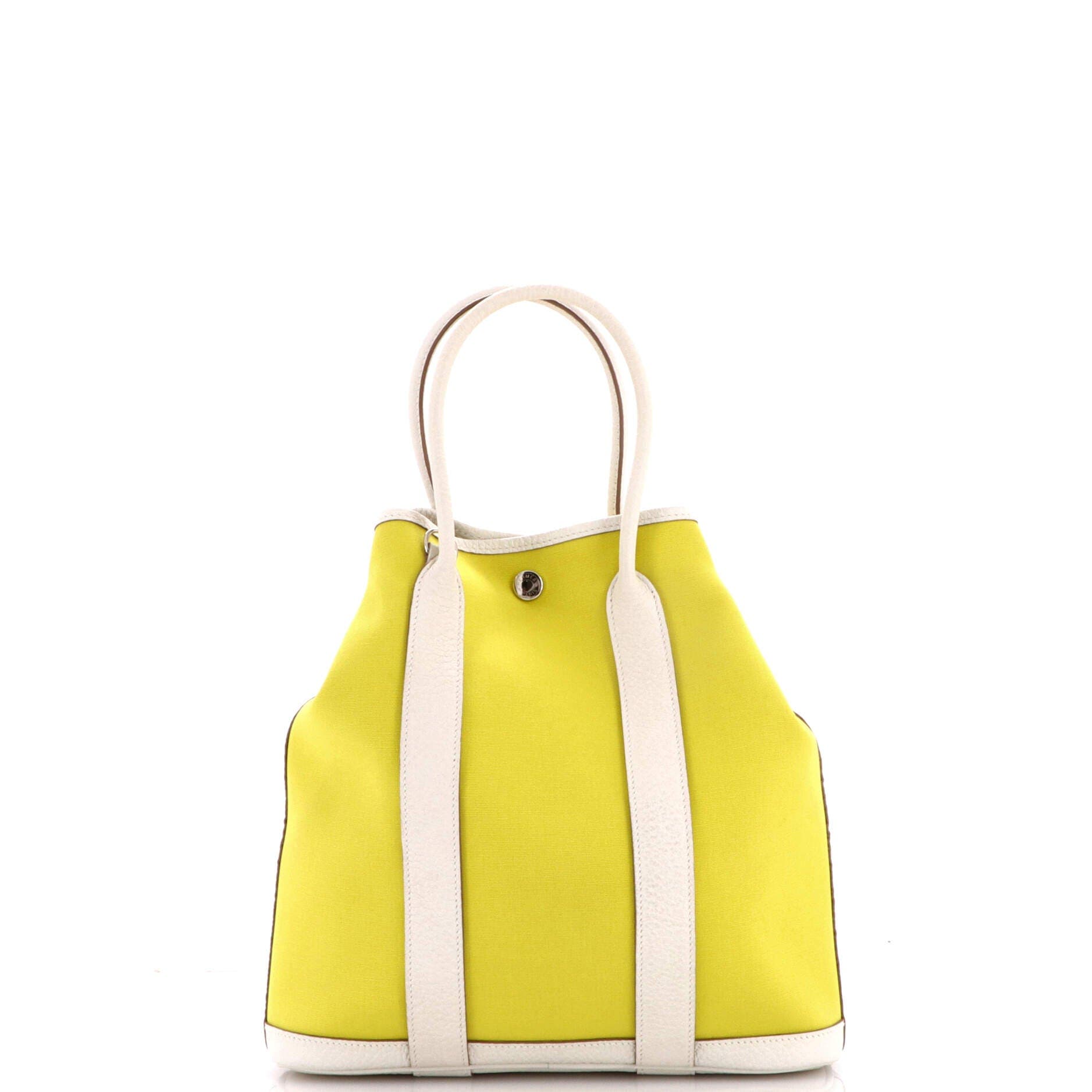Pre-Owned Hermes Garden File Tote Toile and Leather 28, Alternate, color, Lime
