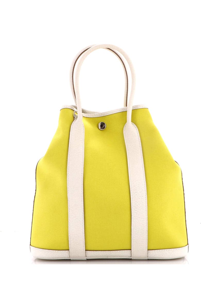 Pre-Owned Hermes Garden File Tote Toile and Leather 28, Alternate, color, Lime