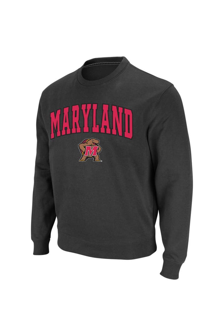 Men's Colosseum Charcoal Maryland Terrapins Arch & Logo Crew Neck Sweatshirt, Alternate, color, Charcoal