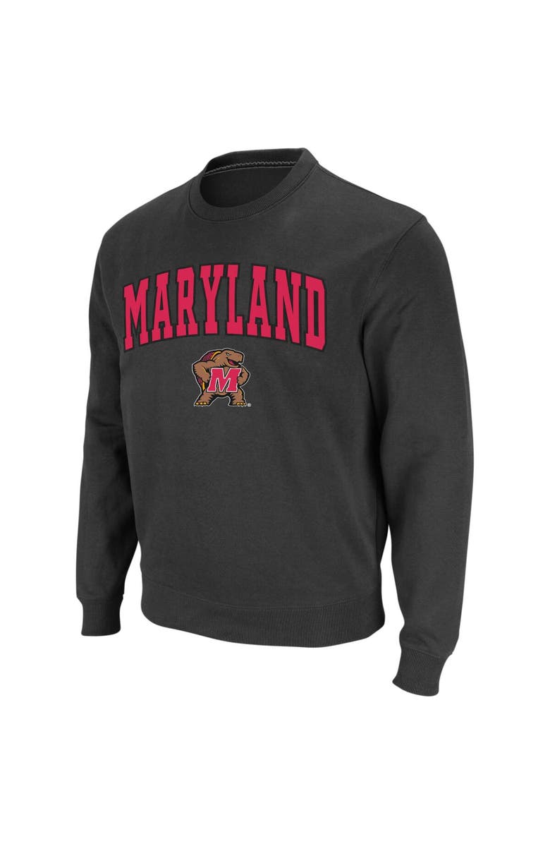 COLOSSEUM Men's Colosseum Charcoal Maryland Terrapins Arch & Logo Crew Neck Sweatshirt, Alternate, color, Charcoal