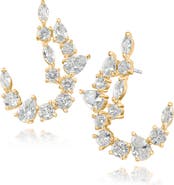 CZ by Kenneth Jay Lane Mixed Cubic Zirconia Curved Drop Earrings