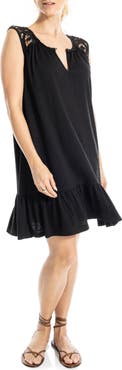 MAX STUDIO Lace Trim Sleeveless Trapeze Dress