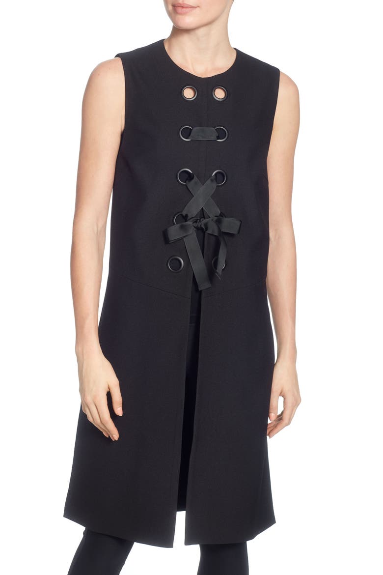 Ennio Grommet Tie Vest, Main, color, BLACK