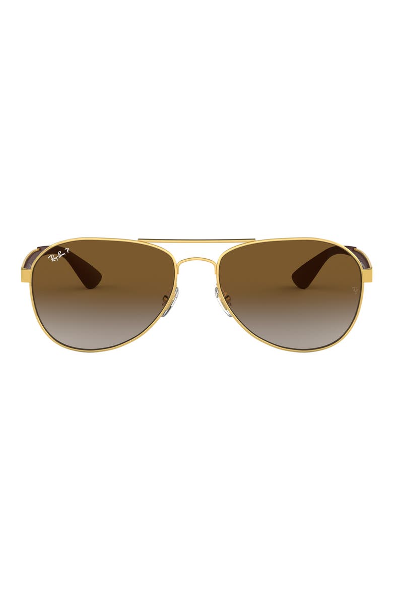 61mm Gradient Polarized Aviator Sunglasses, Main, color, GOLD