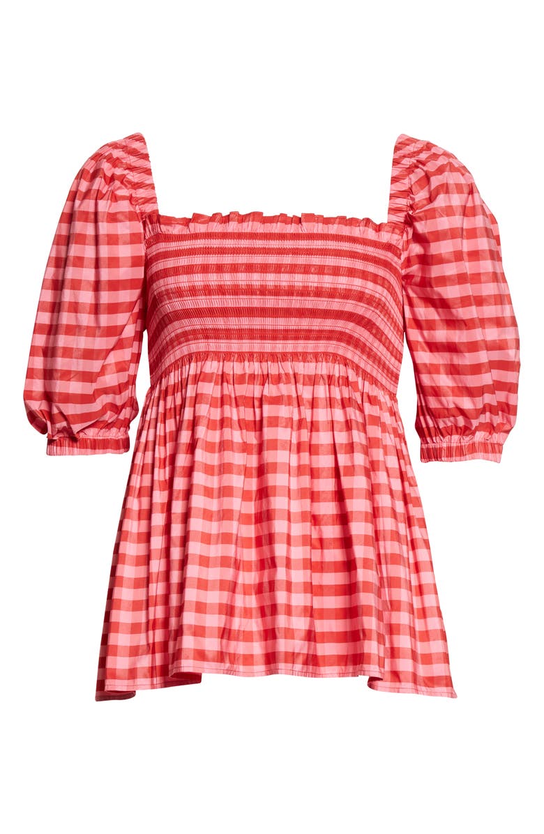 Molly Goddard Women's Axel Gingham Smocked Taffeta Top, Alternate, color,