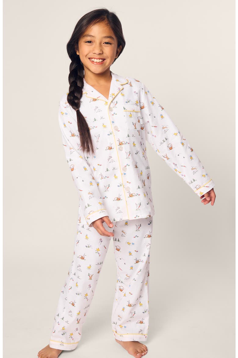 Kids' Easter Print Cotton Blend Twill Two-Piece Pajamas, Alternate, color, WHITE