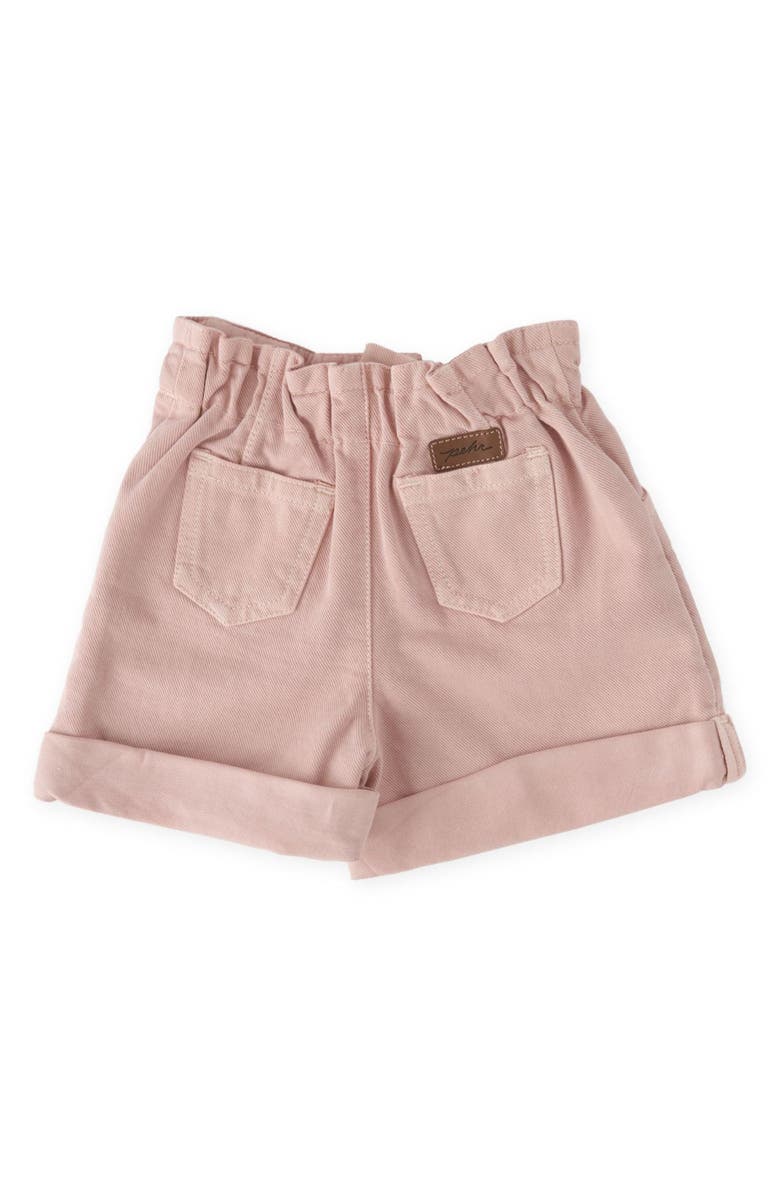 Pehr Kids' Denim Paperbag Shorts, Alternate, color, Peony