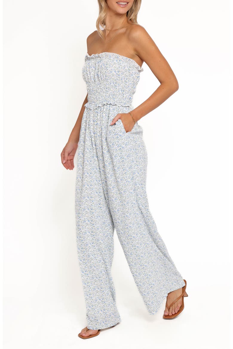 Yulissa Strapless Jumpsuit, Alternate, color, BLUE FLORAL