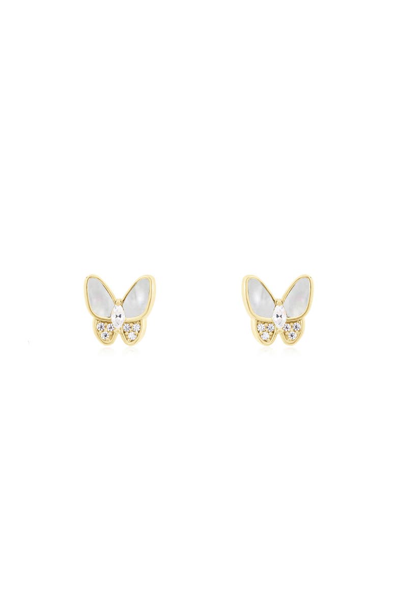 The Lovery Fine Jewelry Mother of Pearl CZ Butterfly Stud Earrings, Alternate, color, Mother Of Pearl