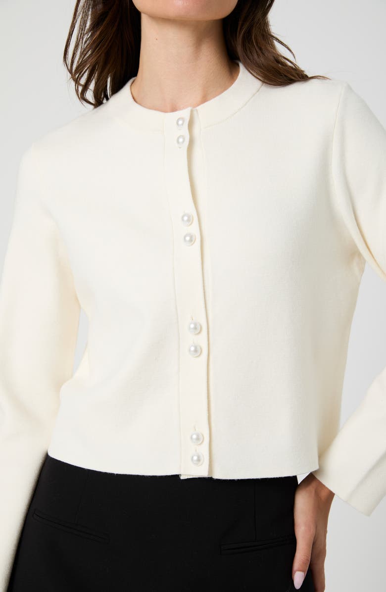 French Connection Faux Pearl Button Cardigan, Alternate, color, Classic Cream