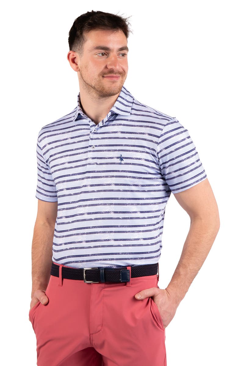 TailorByrd Stars & Stripes Print Performance Polo, Alternate, color, Blue