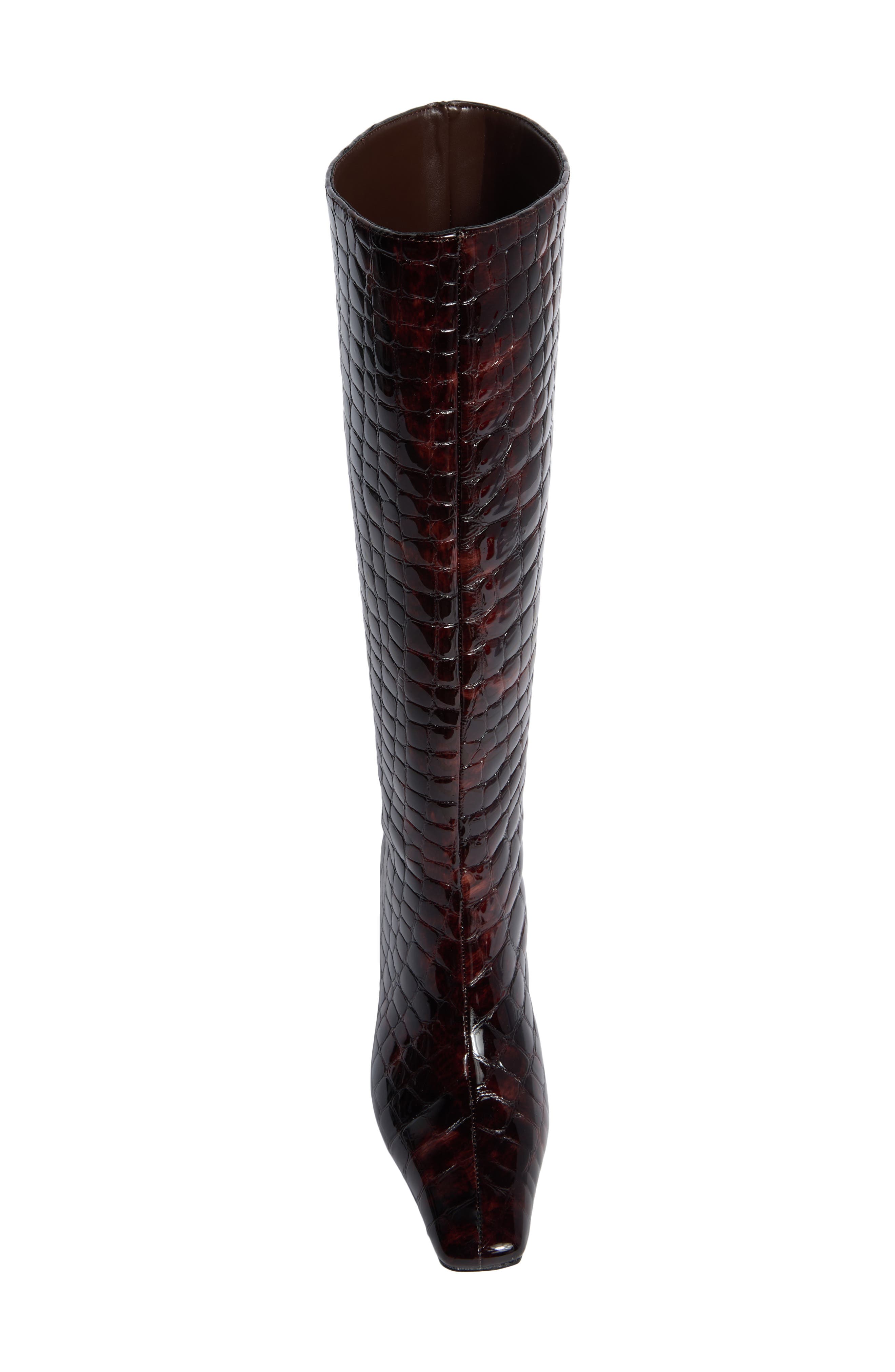 Jendi Leather Knee High Boot, Alternate, color, TORTOISE CROCO