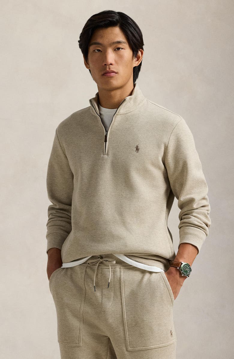 Polo Ralph Lauren Double Knit Piqué Half Zip Pullover, Alternate, color, 
