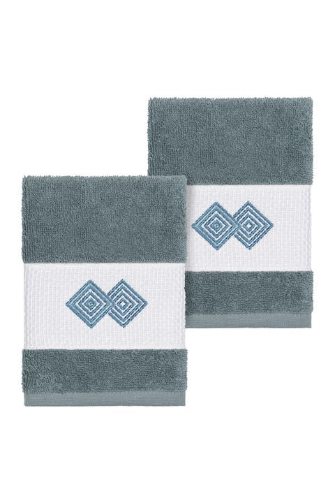 Noah Embellished Washcloth - Set of 2 - Teal