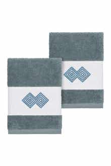 Linum Home Textiles Noah Embellished Washcloth - Set of 2 - Teal
