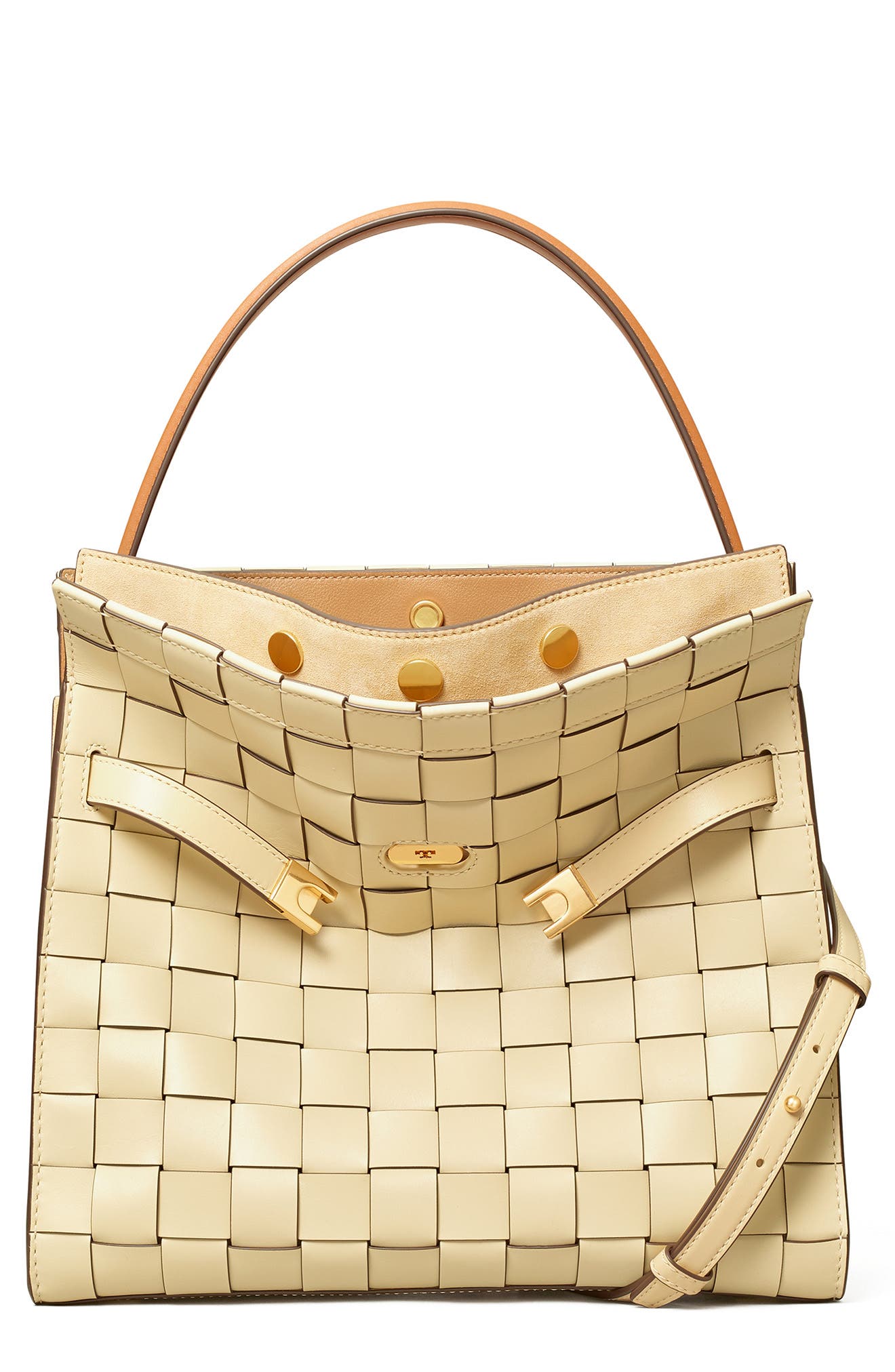 Lee Radziwill Woven Leather Double Bag, Main, color, BUTTERMILK