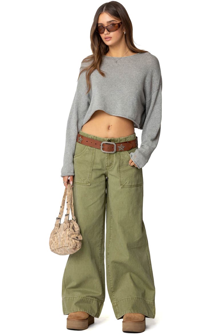 Vivienne Low Rise Baggy Twill Pants, Alternate, color, OLIVE
