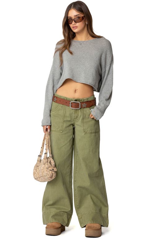 Edikted Vivienne Low Rise Baggy Twill Pants In Olive