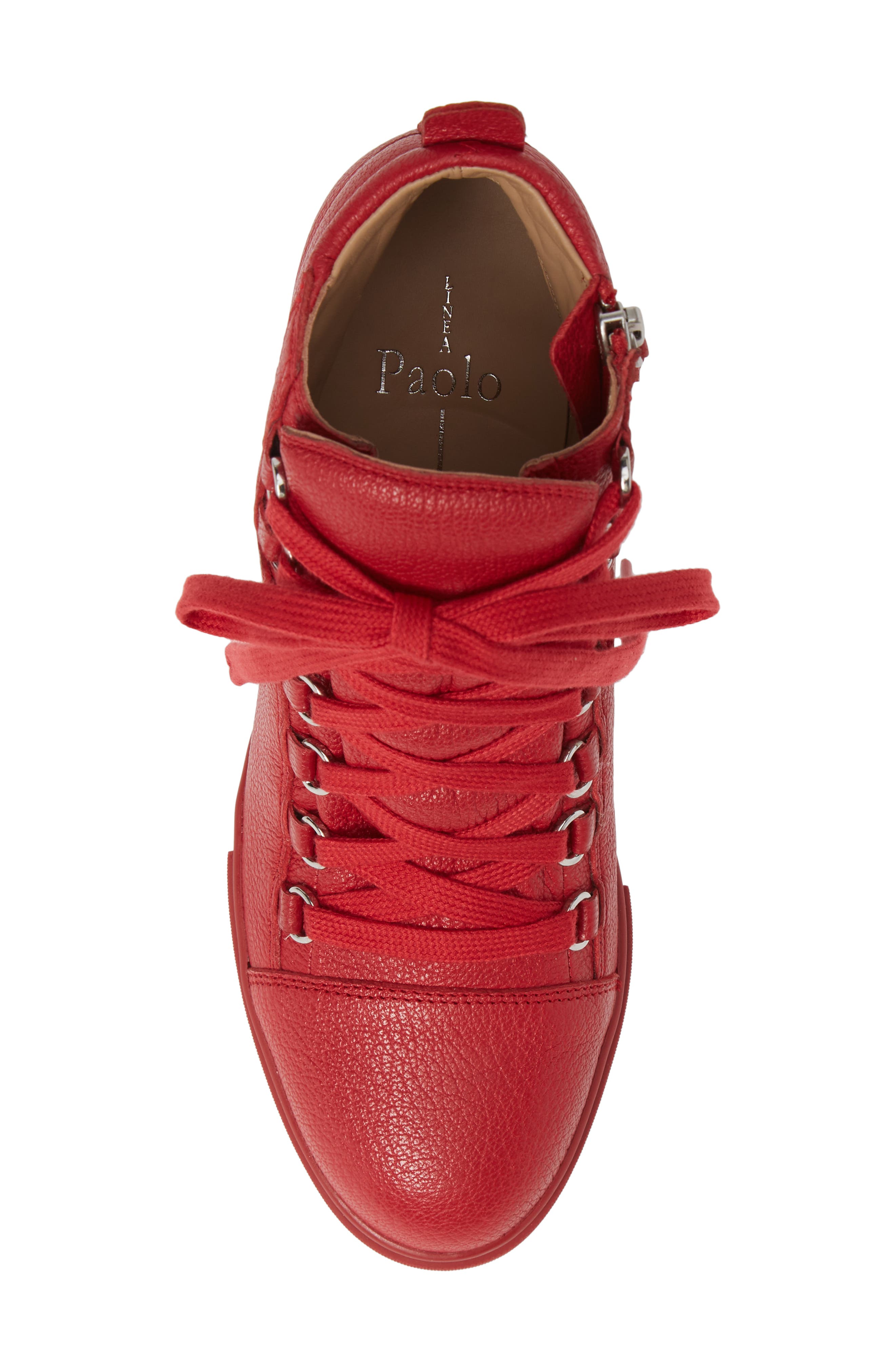Fenton Wedge Sneaker, Alternate, color, RED TUMBLED LEATHER