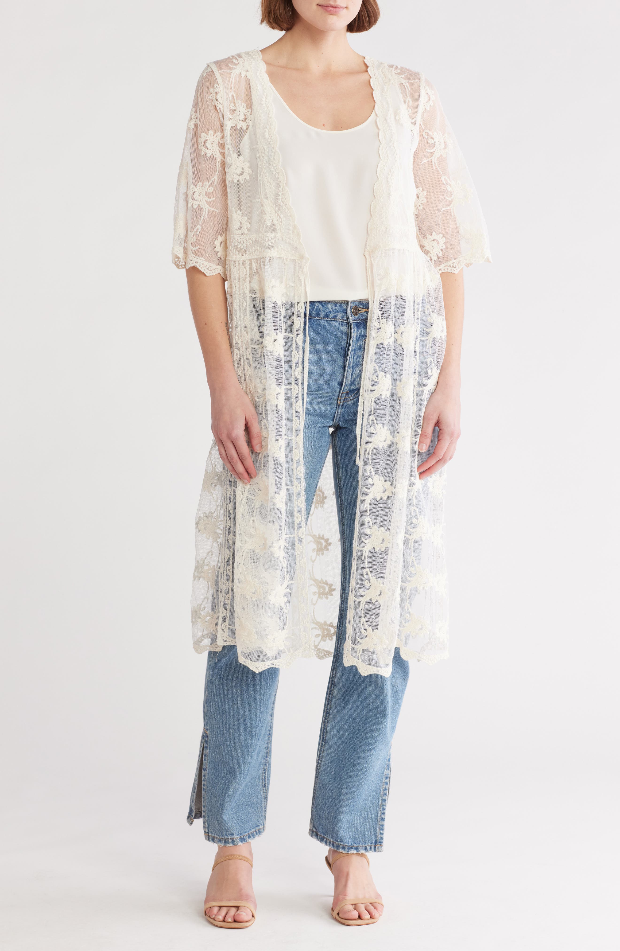 Forgotten Grace Embroidered Mesh Duster