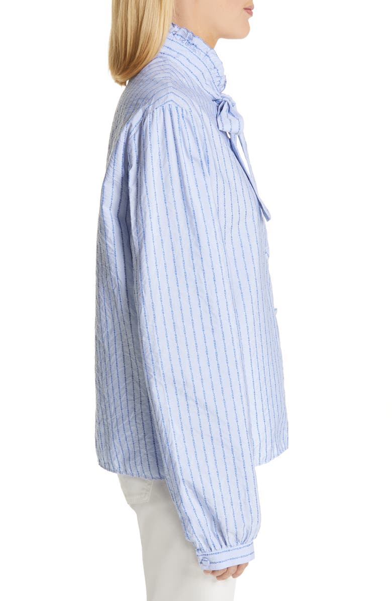 Gucci Logo Stripe Tie Neck Blouse, Alternate, color, 