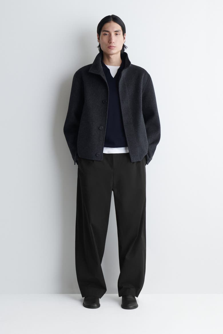 Double-Faced Wool Mock-Neck Jacket, Main, color, CHARCOAL MÉLANGE