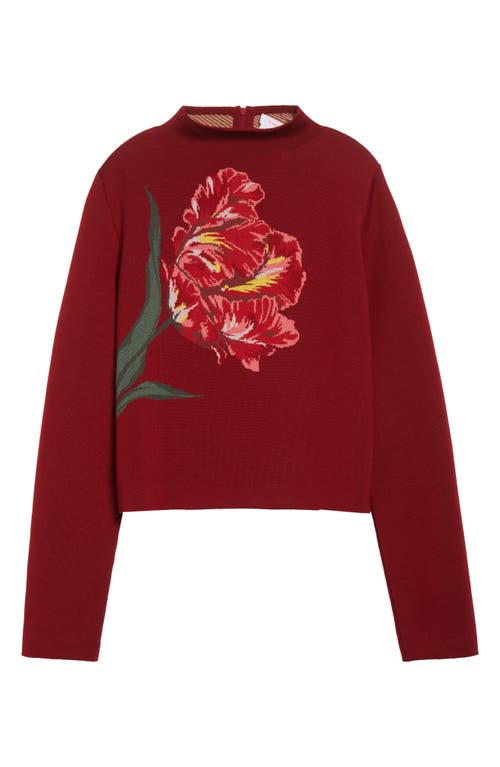 Carolina Herrera Floral Jacquard Cotton And Wool Sweater In Red