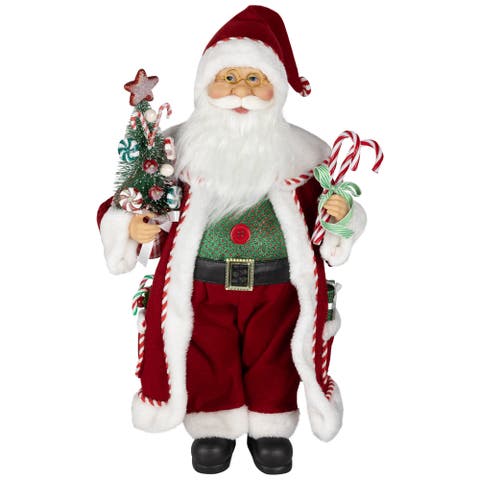 Candy Cane Santa Claus Christmas Figure - 18" - Red and White