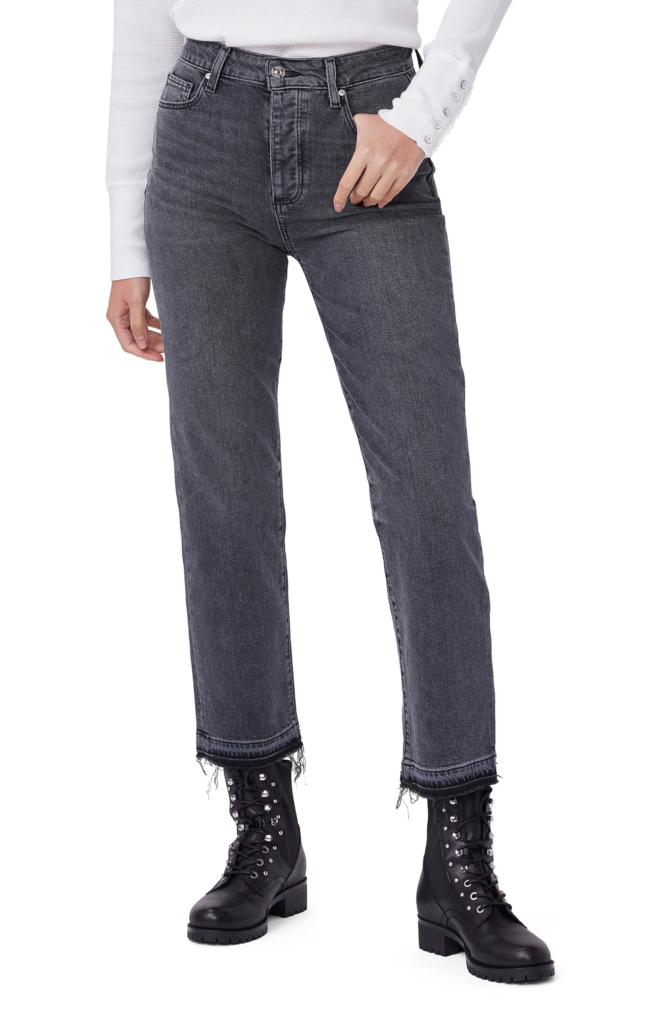 PAIGE Sarah Release Bitten Hem Ankle Straight Leg Jeans