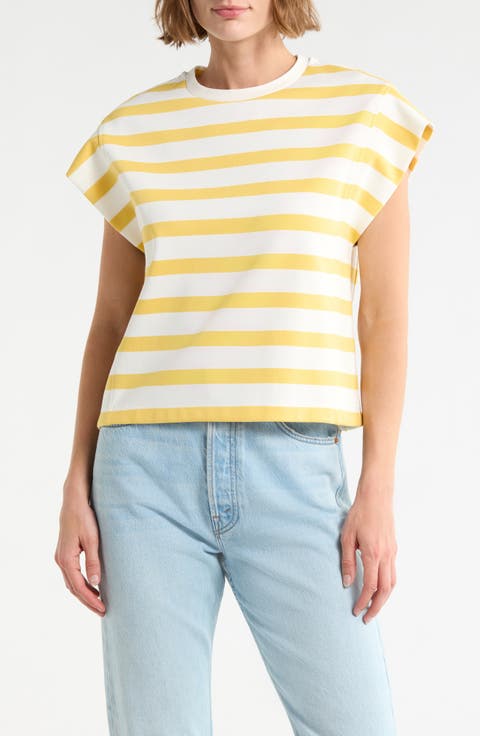 Stripe Cap Sleeve Top