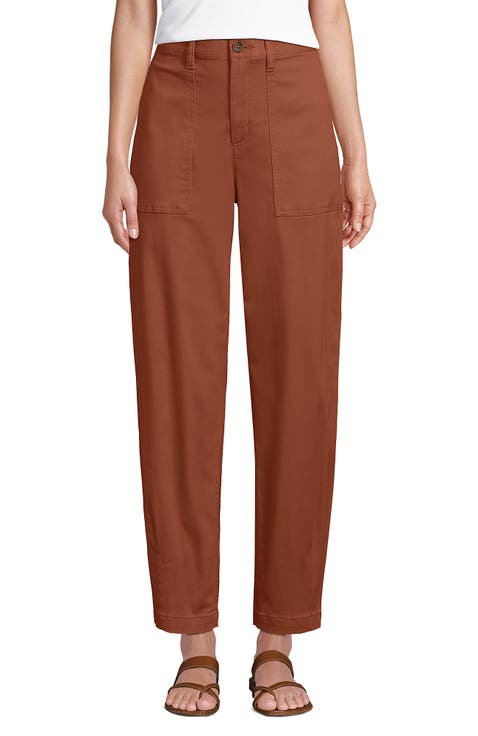 High Rise Barrel Leg Chino Pants