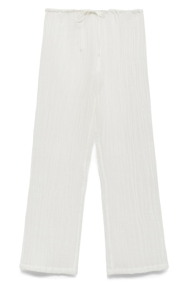 Satin Drawstring Wide Leg Pants, Alternate, color, WHITE
