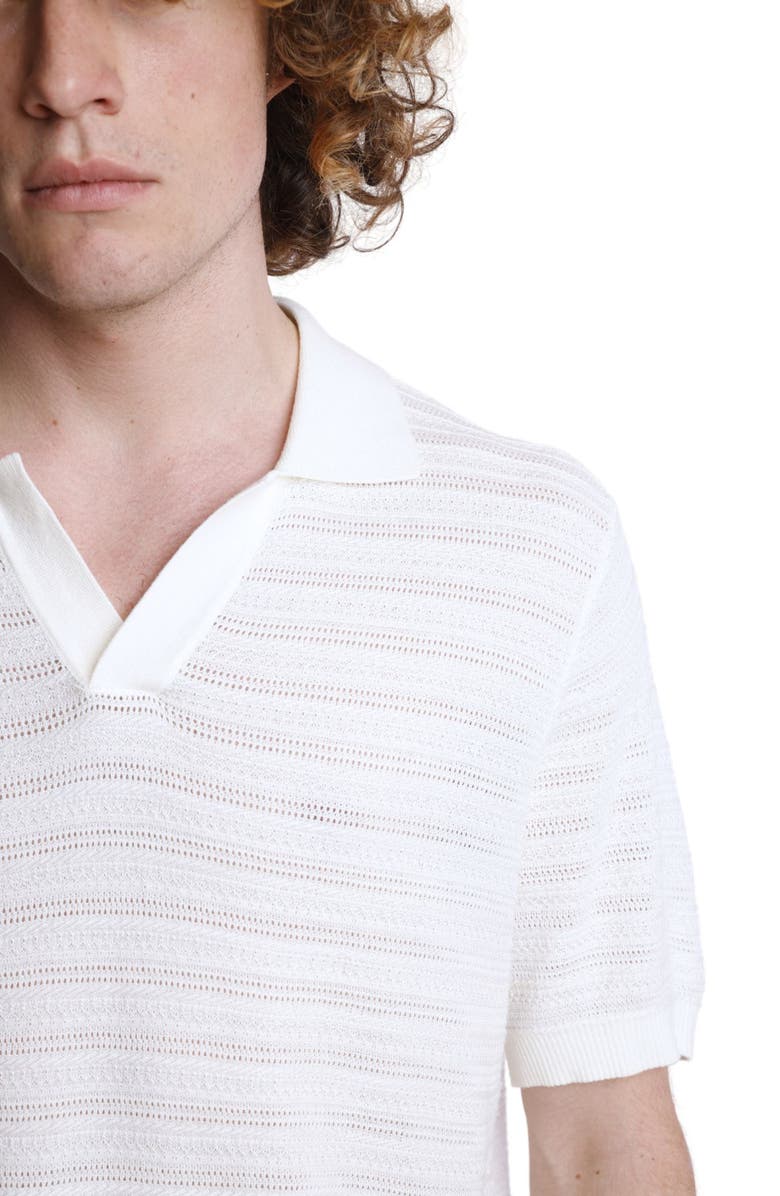 PAISLEY & GRAY Open Knit Johnny Collar Polo, Alternate, color, Cream & White